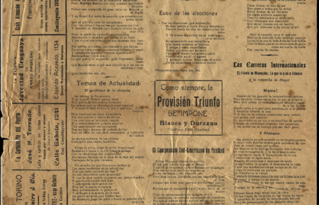 Recorte de un diario del año 1923 donde aparece el titular d ela murga Curtidores de Hongos.